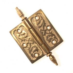 three and a half inch embossed brass hinge
