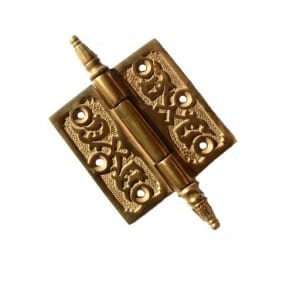 three inch embossed brass hinges