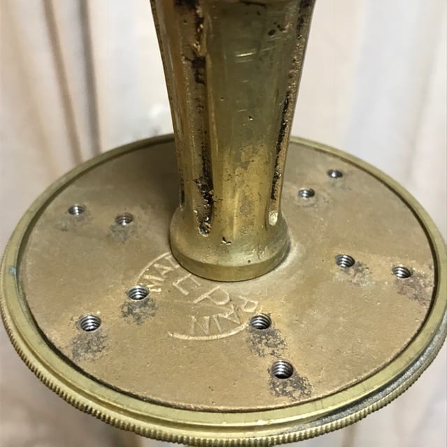 6 Arm Brass Chandelier w/ Almond Crystal, Made in Spain, c. 1950