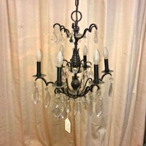 Black Chandelier with Crystal Pendalogues